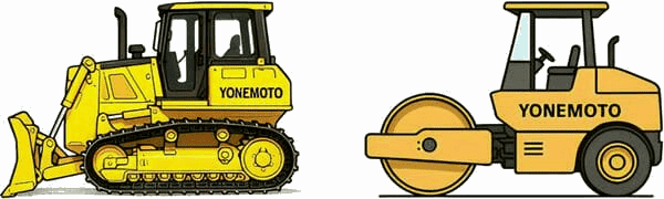 ブルドーザーとロードローラーのイラスト